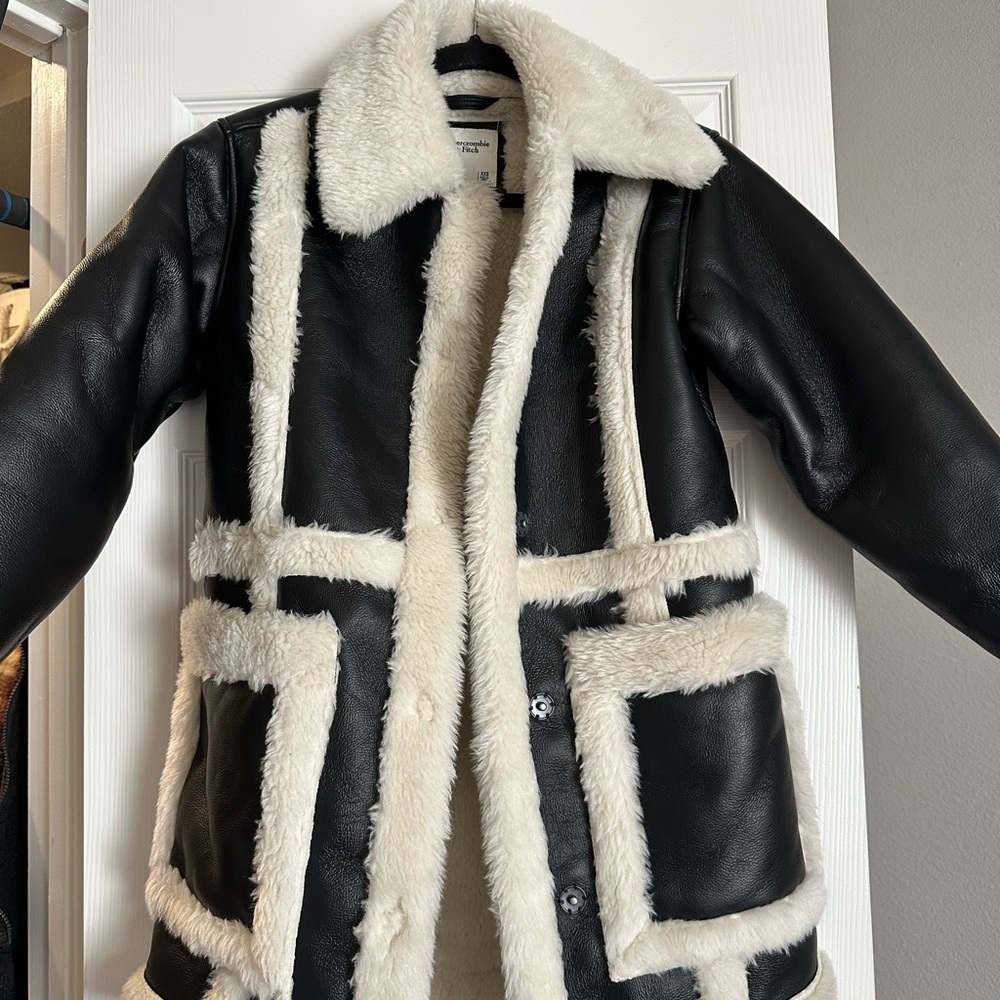 Black and White Faux Fur Trim Coat